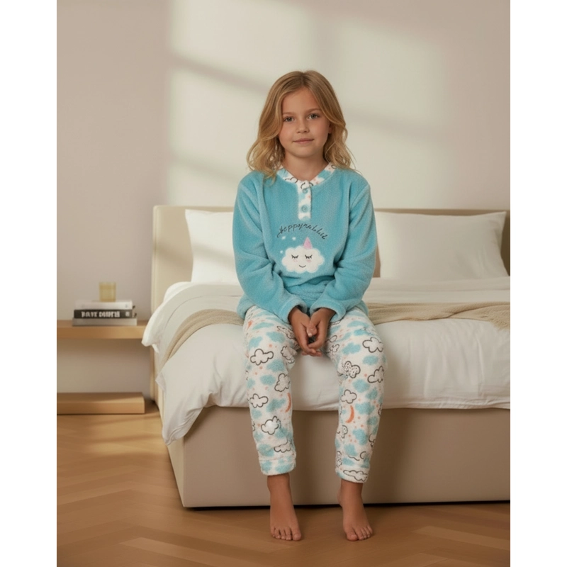 PIJAMA POLAR NIÑAS DISEÑOS NUBE Y COLORES INVIERNO 476 - 2