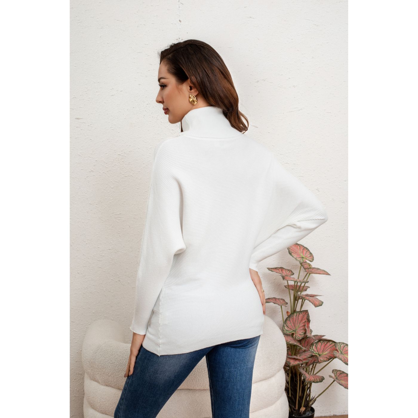 SWEATER MUJER CUELLO ALTO MANGA LARGA MURCIÉLAGO TEJIDO 5063 - 4