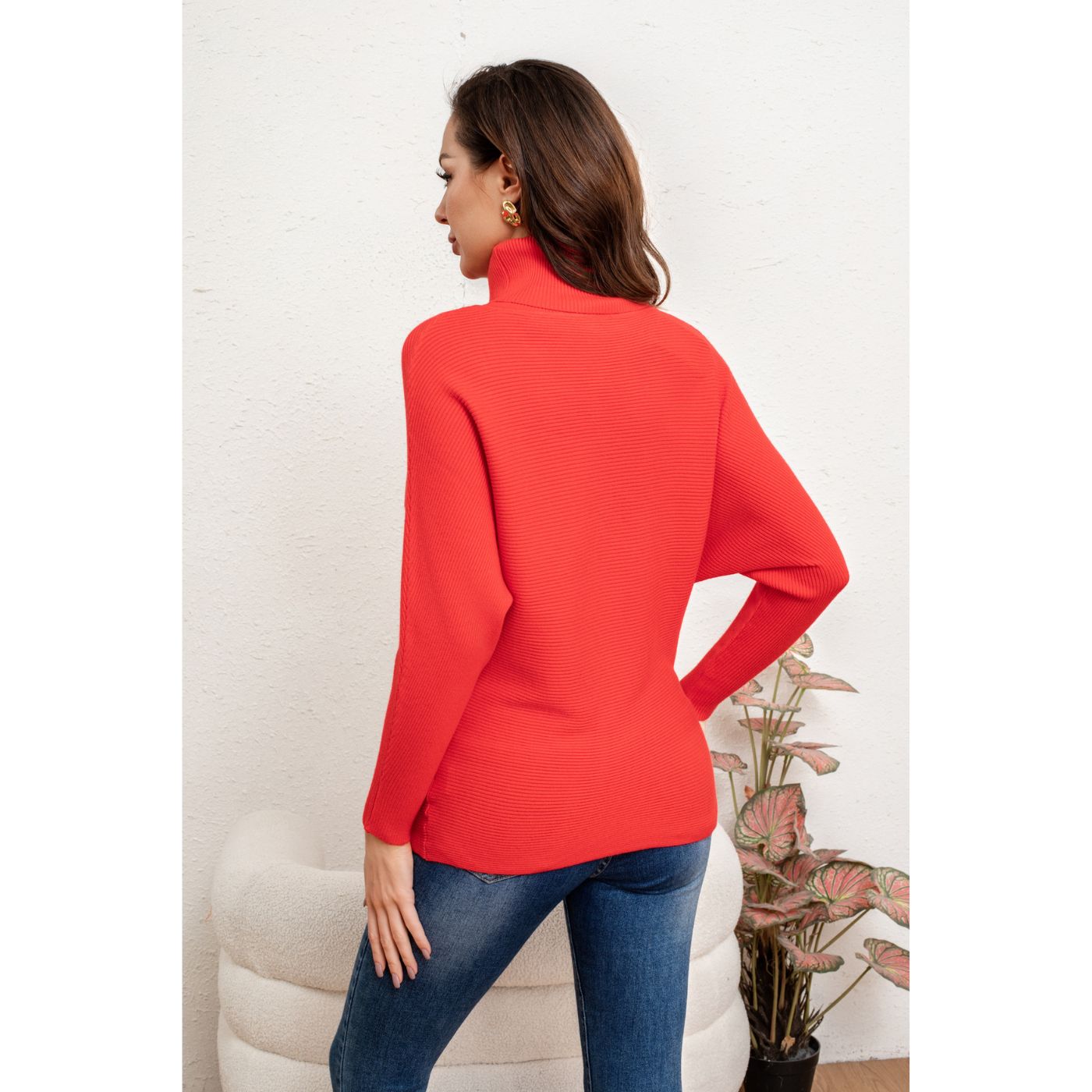SWEATER MUJER CUELLO ALTO MANGA LARGA MURCIÉLAGO TEJIDO 5063 - 4