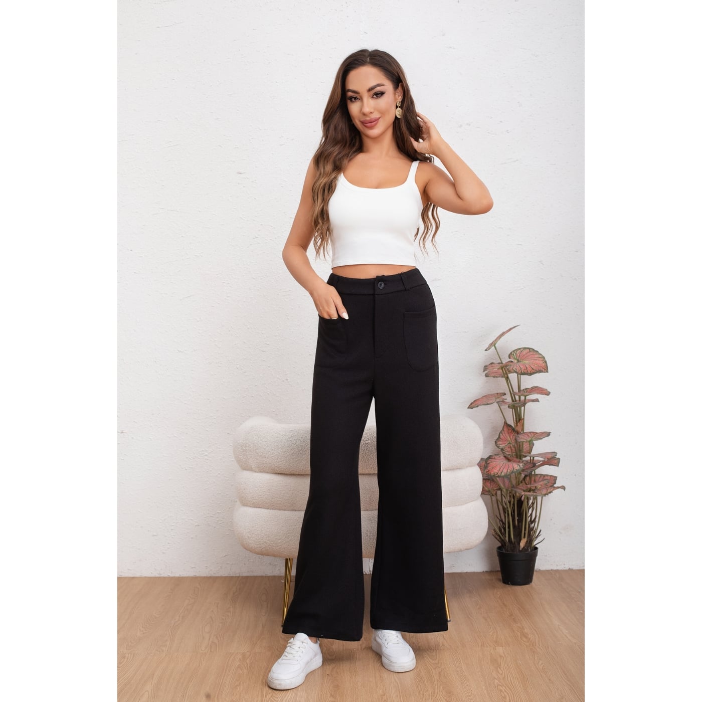 PANTALÓN CASUAL MUJER BOLSILLO OTOÑO INVIERNO ANCHO 0126 - 1