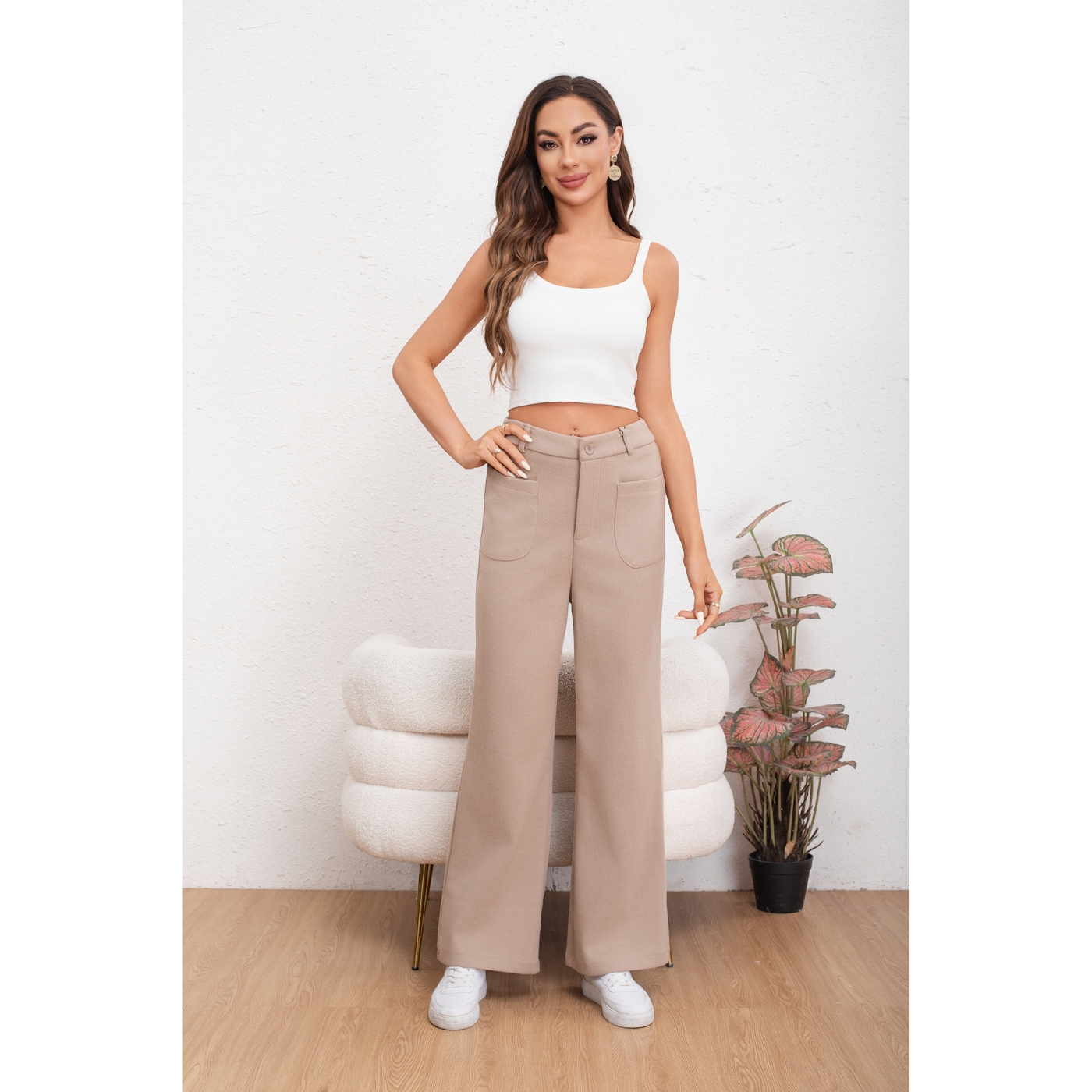 PANTALÓN CASUAL MUJER BOLSILLO OTOÑO INVIERNO ANCHO 0126 - 1