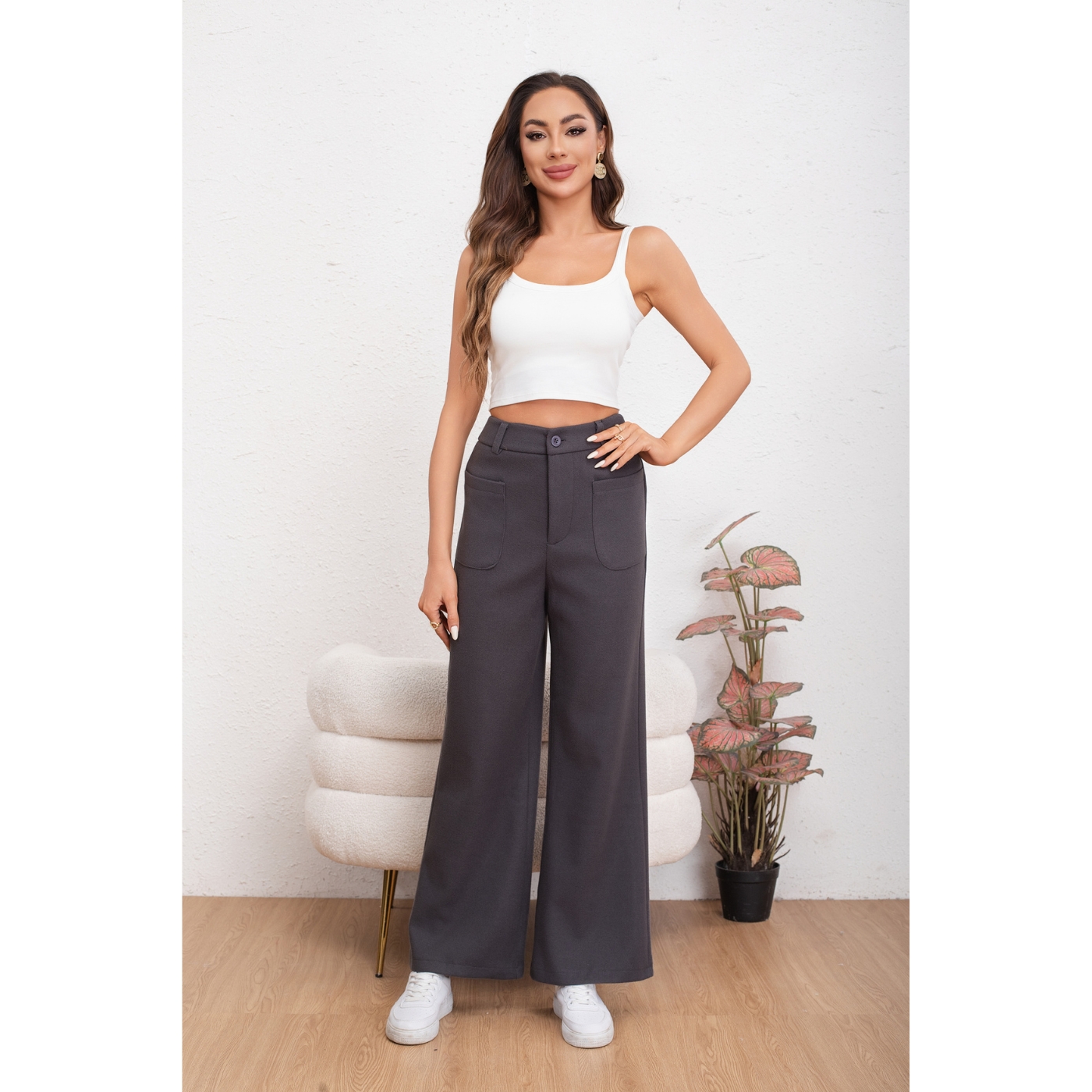 PANTALÓN CASUAL MUJER BOLSILLO OTOÑO INVIERNO ANCHO 0126 - 1