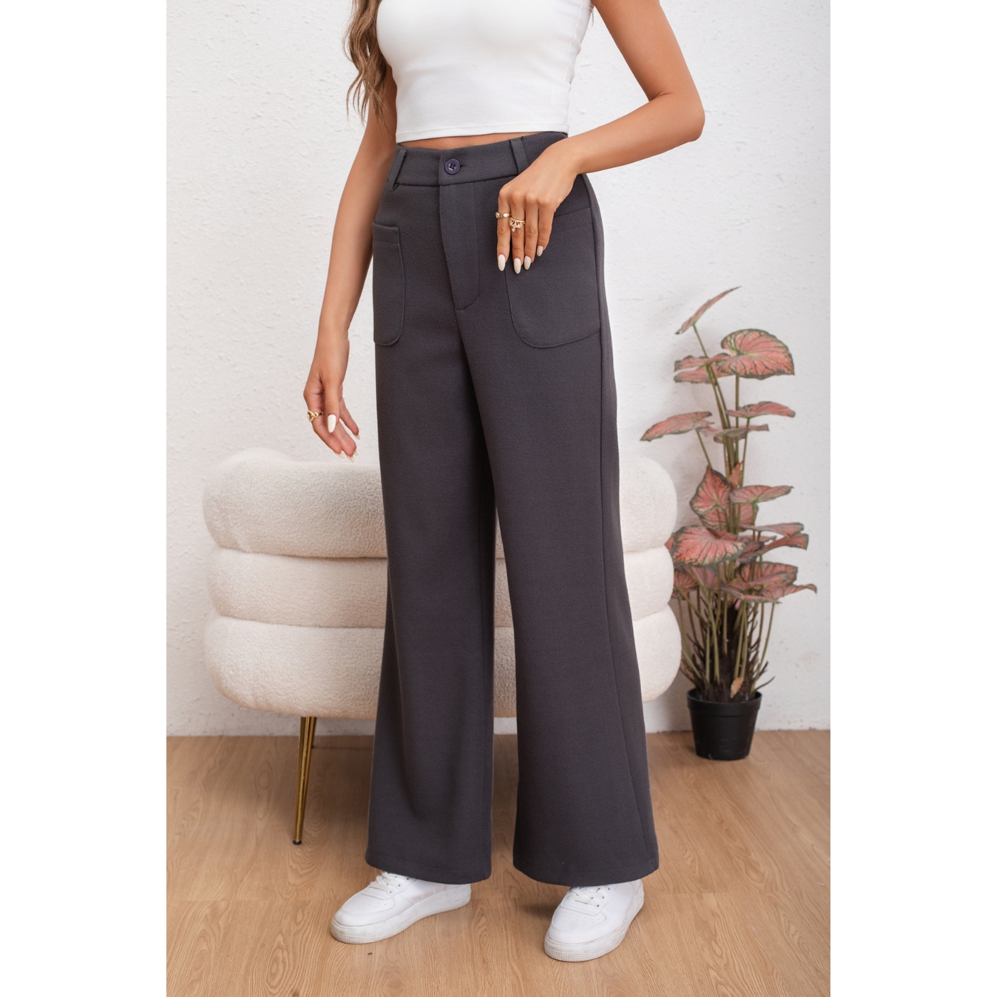 PANTALÓN CASUAL MUJER BOLSILLO OTOÑO INVIERNO ANCHO 0126 - 2