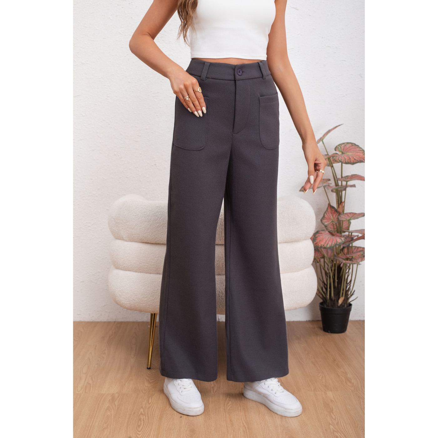 PANTALÓN CASUAL MUJER BOLSILLO OTOÑO INVIERNO ANCHO 0126 - 3