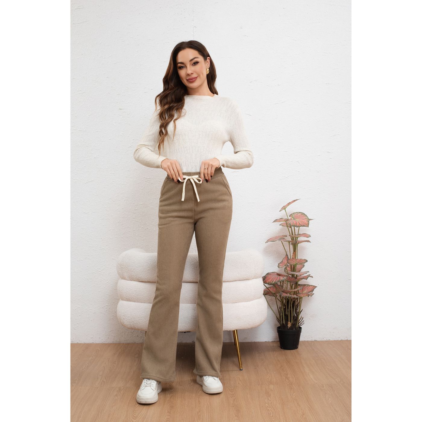 PANTALÓN CALZA FLARE INVIERNO MUJER FORRO FRISADO ACANALADA 7131 - 1