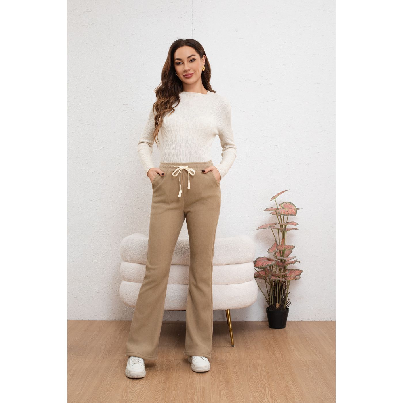 PANTALÓN CALZA FLARE INVIERNO MUJER FORRO FRISADO ACANALADA 7131 - 1