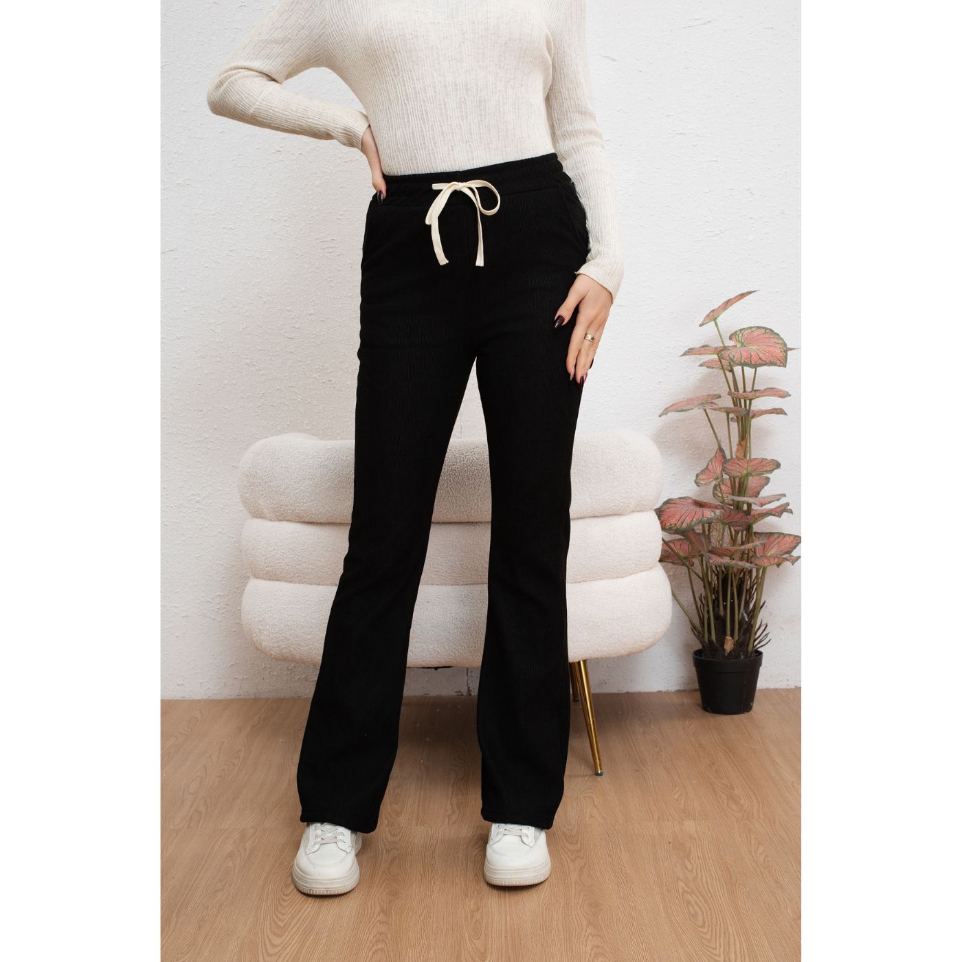 PANTALÓN CALZA FLARE INVIERNO MUJER FORRO FRISADO ACANALADA 7131 - 2
