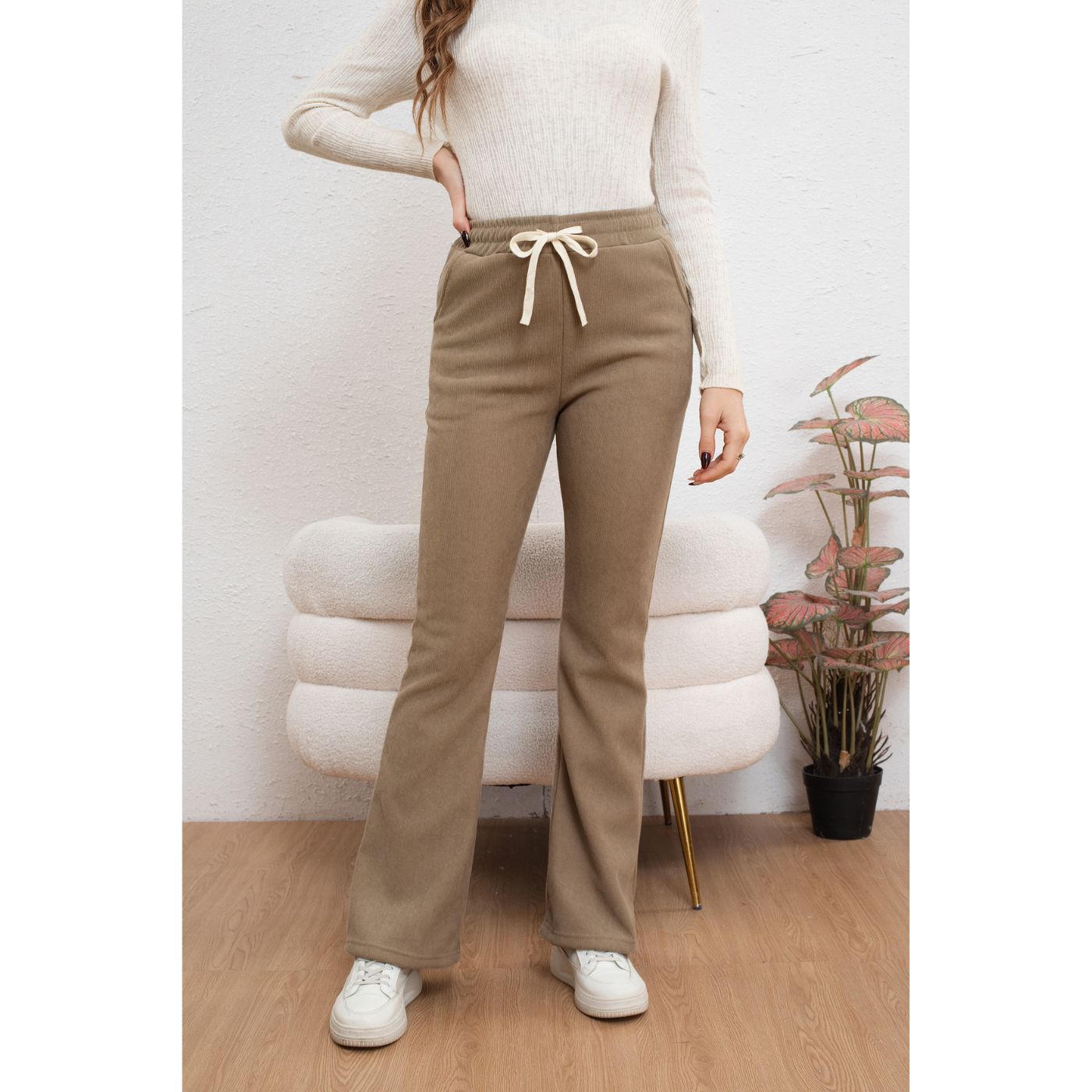 PANTALÓN CALZA FLARE INVIERNO MUJER FORRO FRISADO ACANALADA 7131 - 2