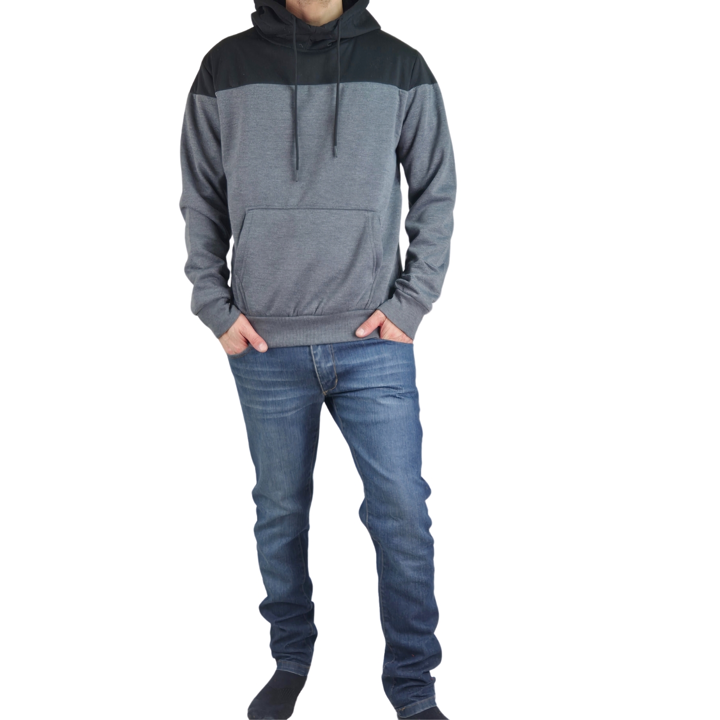 POLERÓN CANGURO HOMBRE INVIERNO FRISADO CON GORRO BI-COLOR 0220 - 1