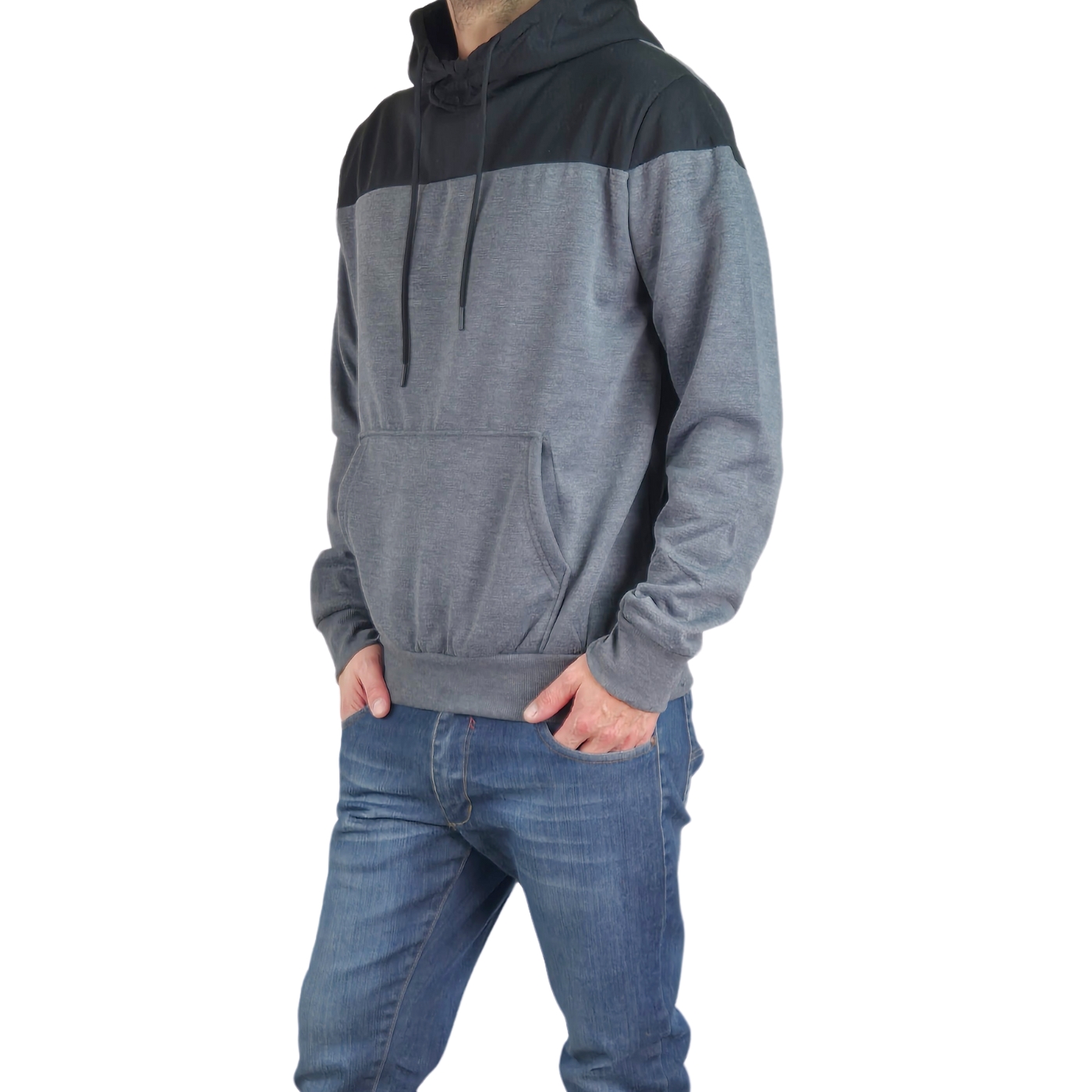 POLERÓN CANGURO HOMBRE INVIERNO FRISADO CON GORRO BI-COLOR 0220 - 2