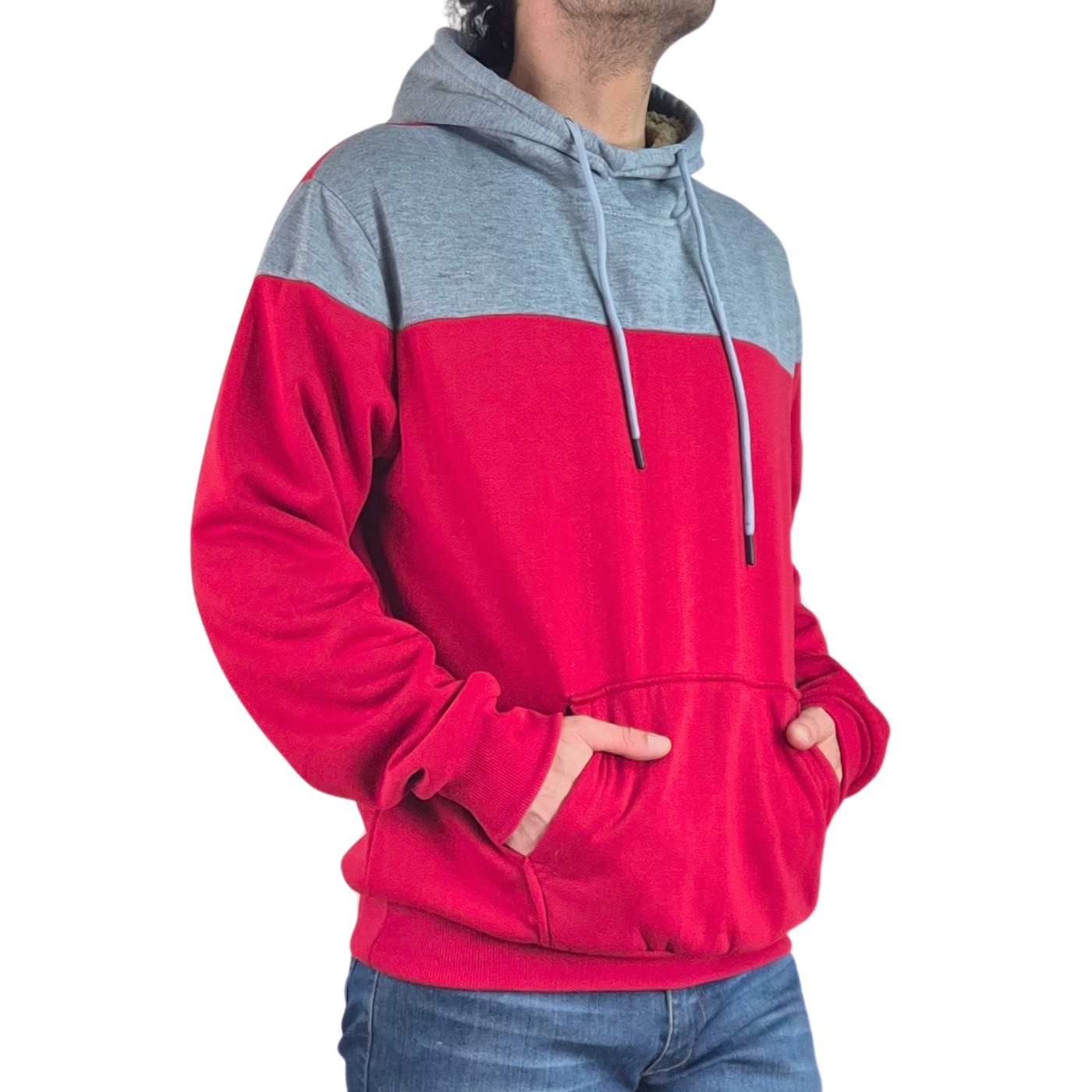 POLERÓN CANGURO HOMBRE INVIERNO FRISADO CON GORRO BI-COLOR 0220 - 3