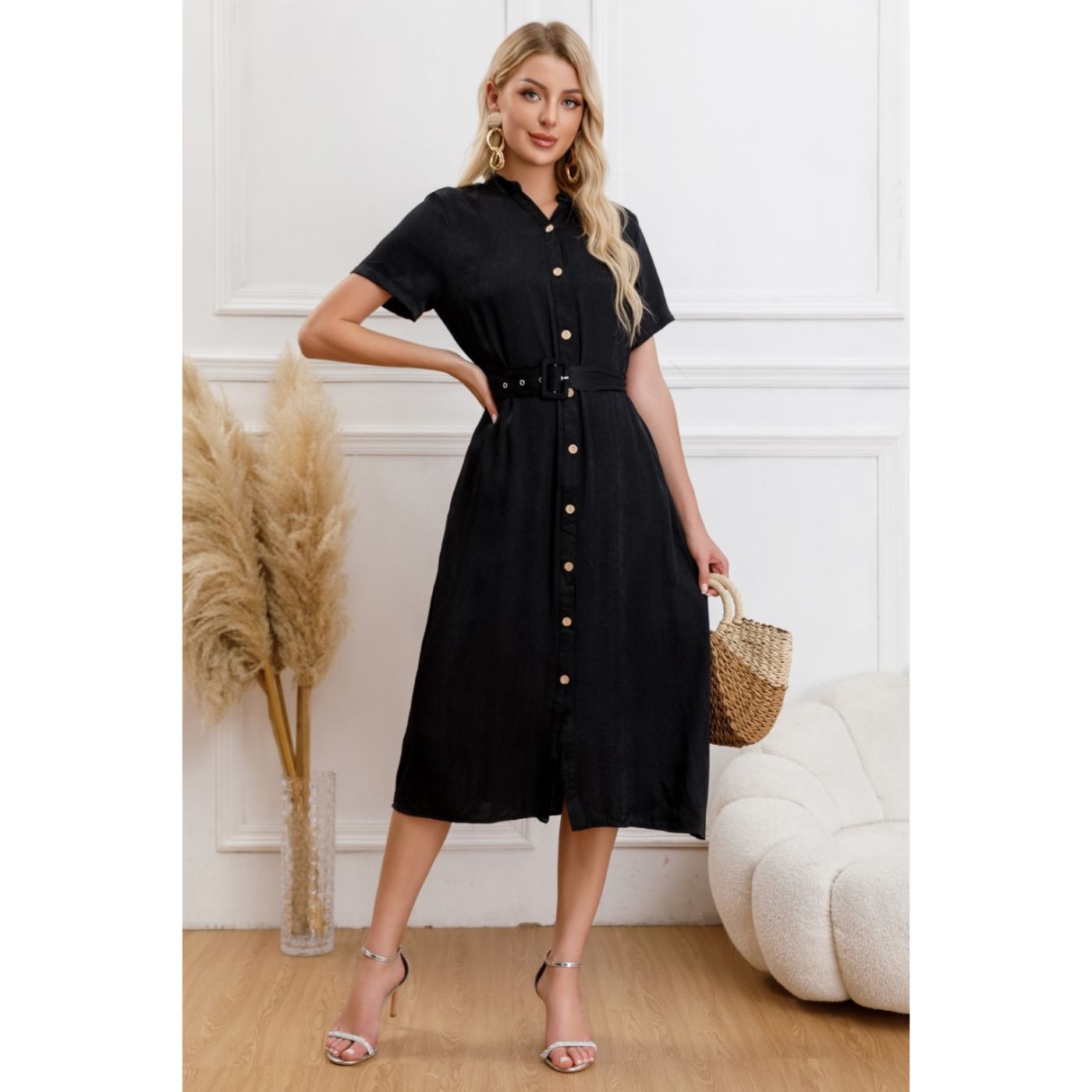 VESTIDO LARGO PRIMAVERA MUJER SEMI FORMAL CASUAL CON MANGAS PREMIUM323 - 1