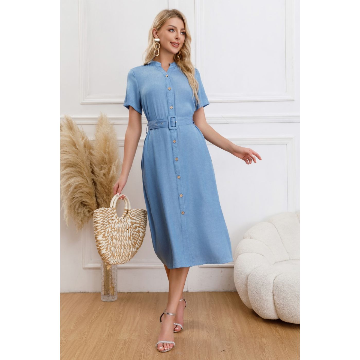 VESTIDO LARGO PRIMAVERA MUJER SEMI FORMAL CASUAL CON MANGAS PREMIUM323 - 1