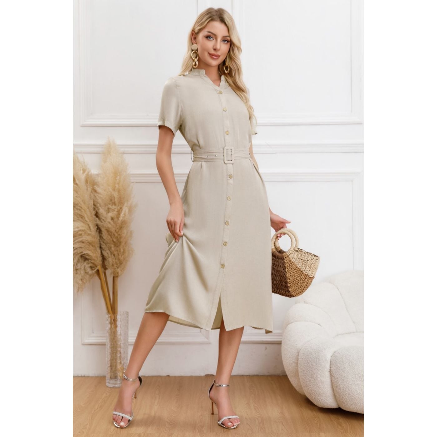VESTIDO LARGO PRIMAVERA MUJER SEMI FORMAL CASUAL CON MANGAS PREMIUM323 - 1