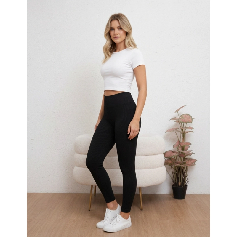 CALZA ACANALADA MUJER VERANO TIRO ALTO YOGA GYM 8010 - 1