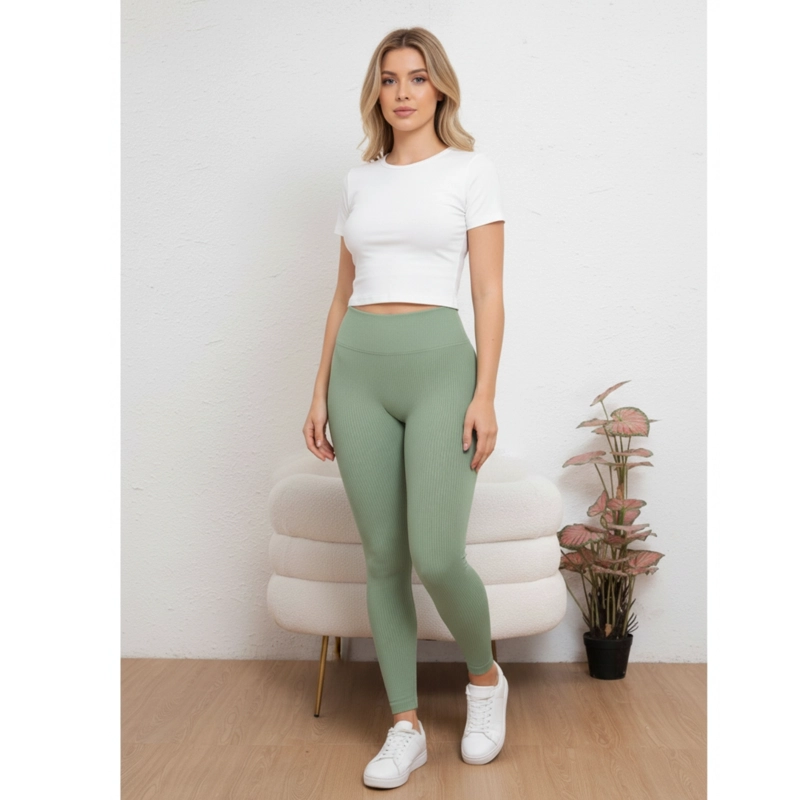 CALZA ACANALADA MUJER VERANO TIRO ALTO YOGA GYM 8010 - 1