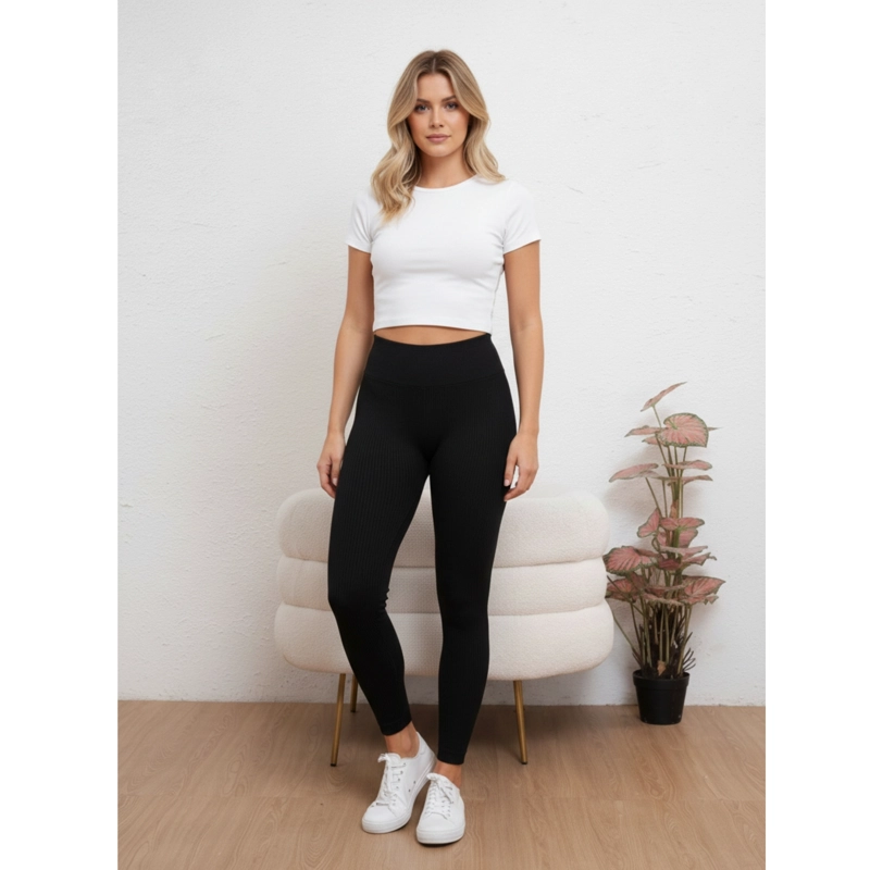 CALZA ACANALADA MUJER VERANO TIRO ALTO YOGA GYM 8010 - 2
