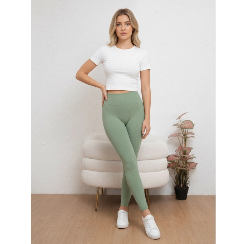 CALZA ACANALADA MUJER VERANO TIRO ALTO YOGA GYM 8010 - 2