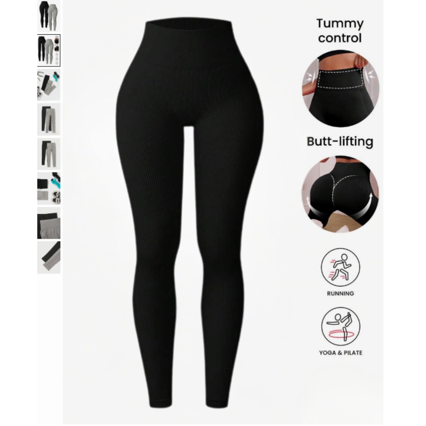 CALZA ACANALADA MUJER VERANO TIRO ALTO YOGA GYM 8010 - 3