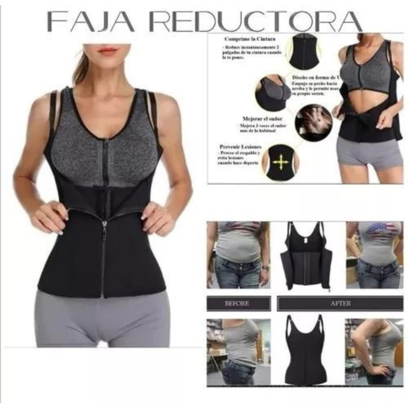 FAJA CORSET MODELADORA CINTURA BODY SHAPER GANCHOS 199 - 4
