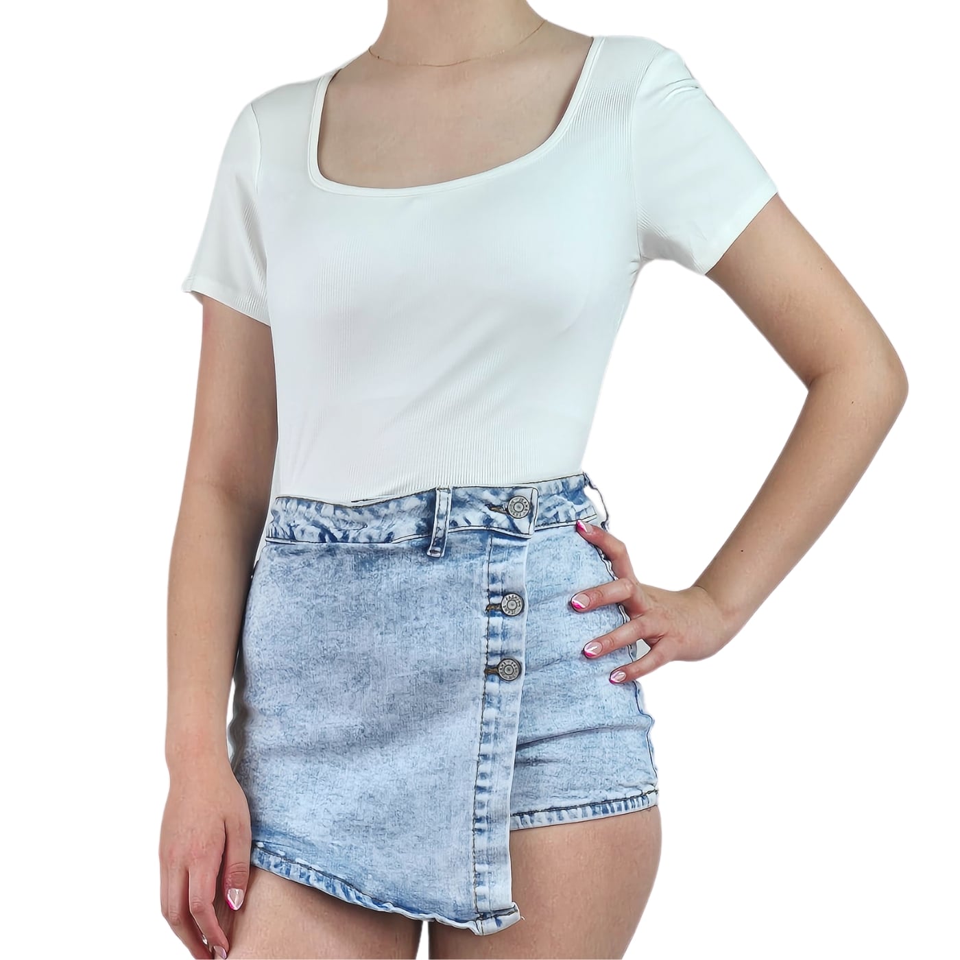 BODY MUJER ACANALADO MANGA CORTA ELASTICADO 080 - 1