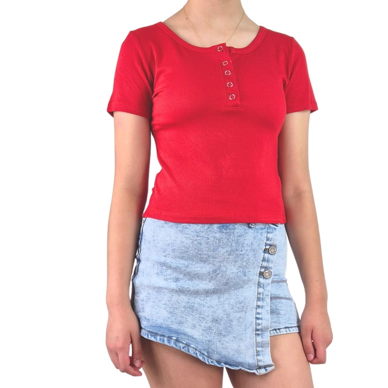 TOP ACANALADO MUJER POLERA MANGA CORTA FASHION 061 - 1