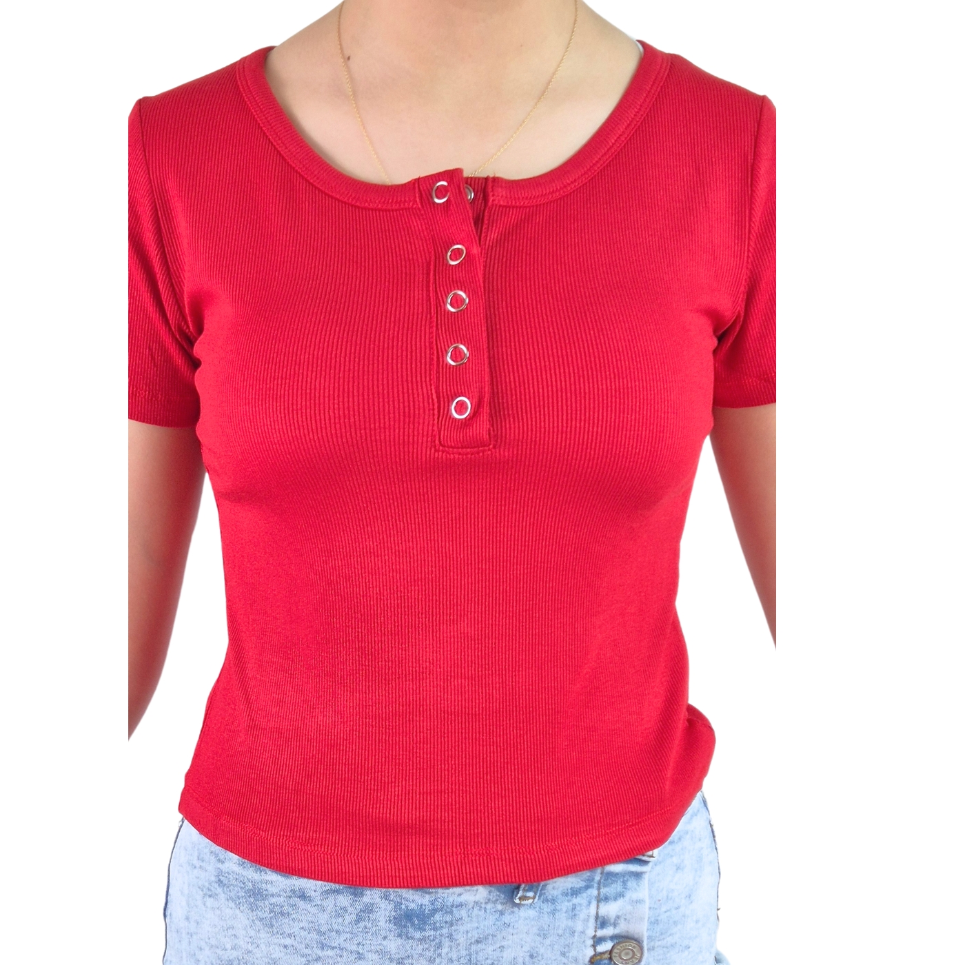 TOP ACANALADO MUJER POLERA MANGA CORTA FASHION 061 - 2