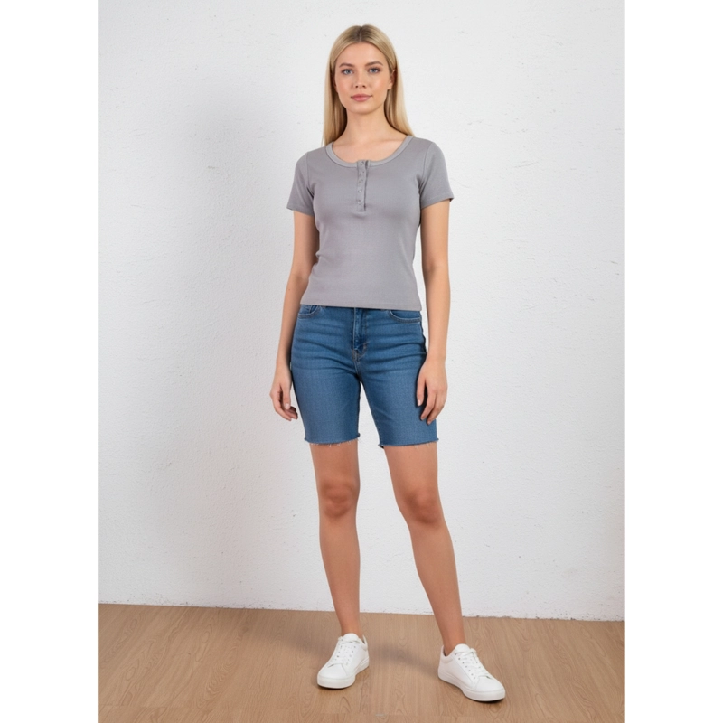 TOP ACANALADO MUJER POLERA MANGA CORTA FASHION 061 - 2