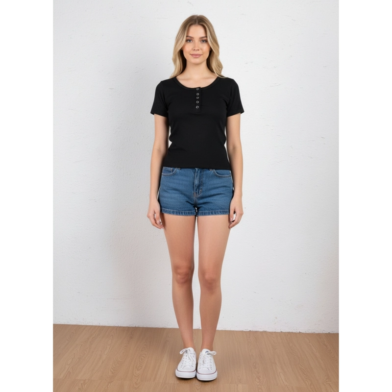 TOP ACANALADO MUJER POLERA MANGA CORTA FASHION 061 - 2