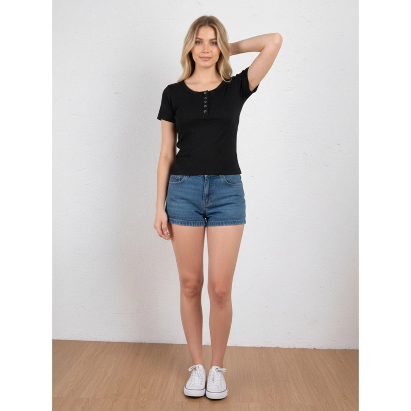 TOP ACANALADO MUJER POLERA MANGA CORTA FASHION 061 - 3