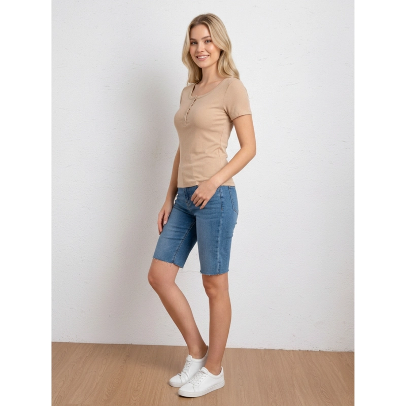 TOP ACANALADO MUJER POLERA MANGA CORTA FASHION 061 - 3