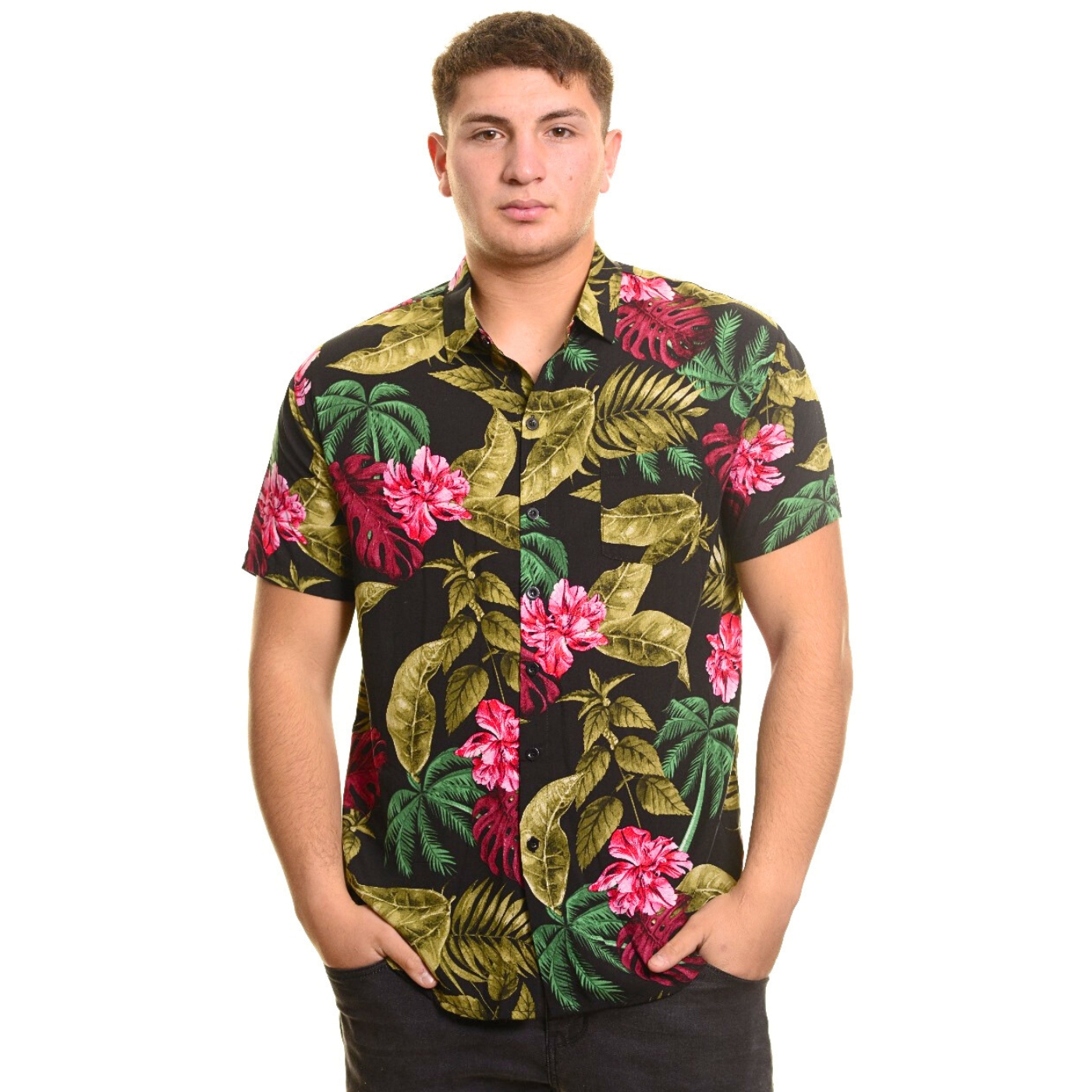 CAMISA GUAYABERA MANGA CORTA FASHION HOMBRE DISEÑO BOTONES 090 - 1