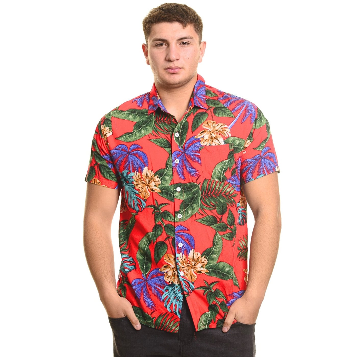 CAMISA GUAYABERA MANGA CORTA FASHION HOMBRE DISEÑO BOTONES 090 - 1