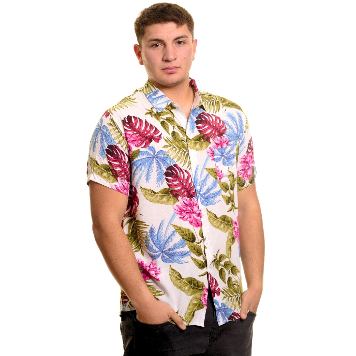 CAMISA GUAYABERA MANGA CORTA FASHION HOMBRE DISEÑO BOTONES 090 - 1