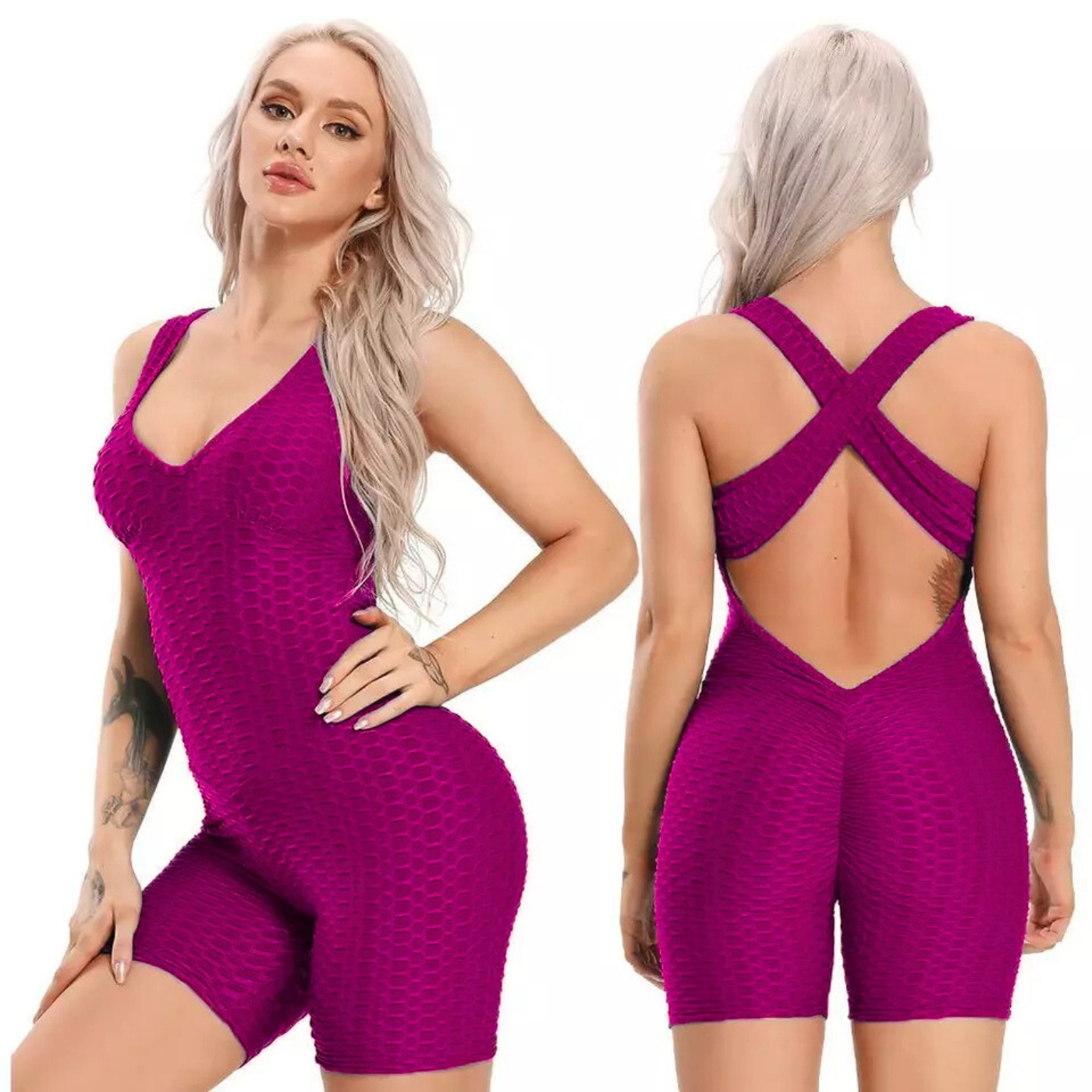 ENTERITO SEXY DEPORTIVO CORTO MUJER, GYM, FITNESS LEVANTA COLA 636 - 2
