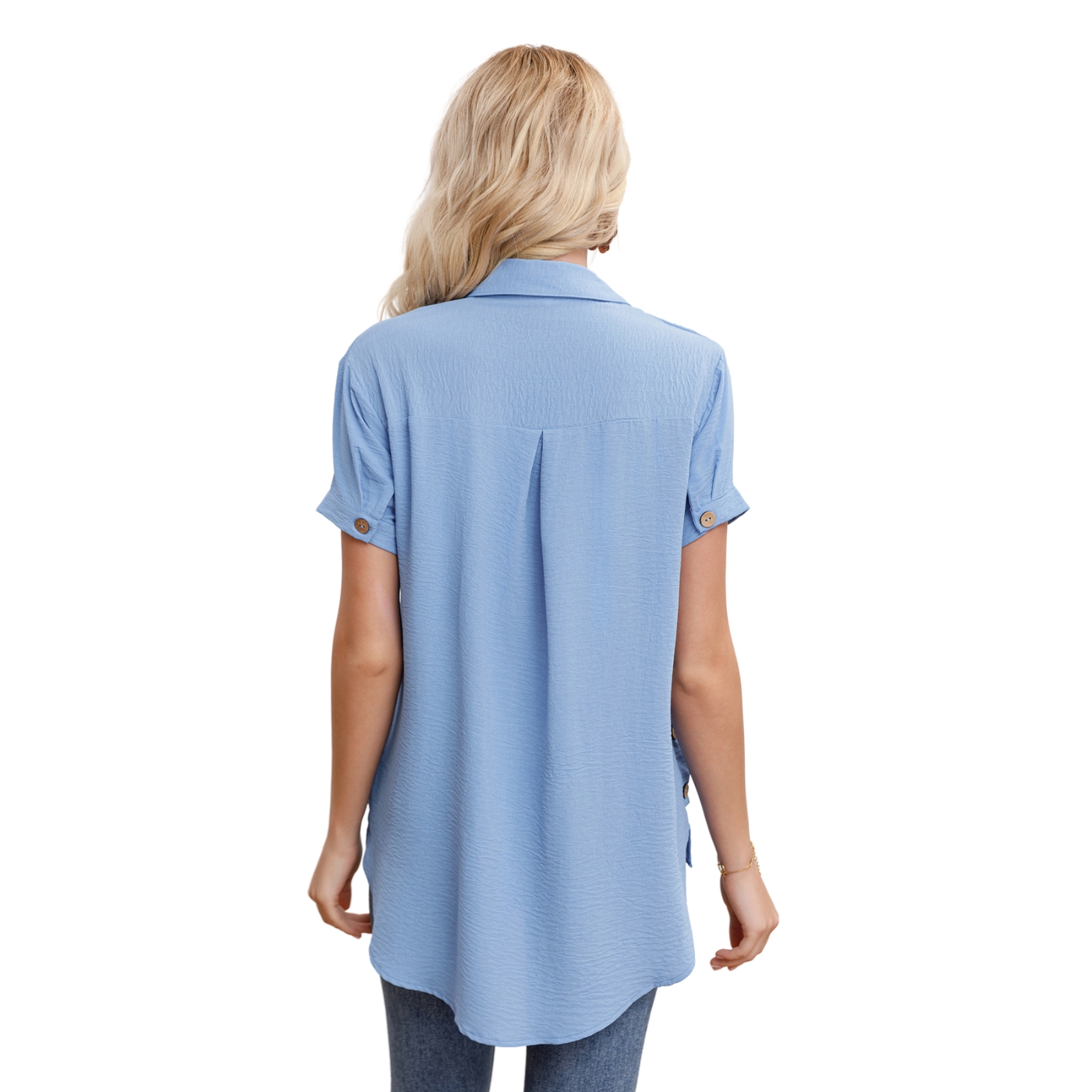 BLUSA MUJER MANGA CORTA ALGODON BOTONES 0055 - 3
