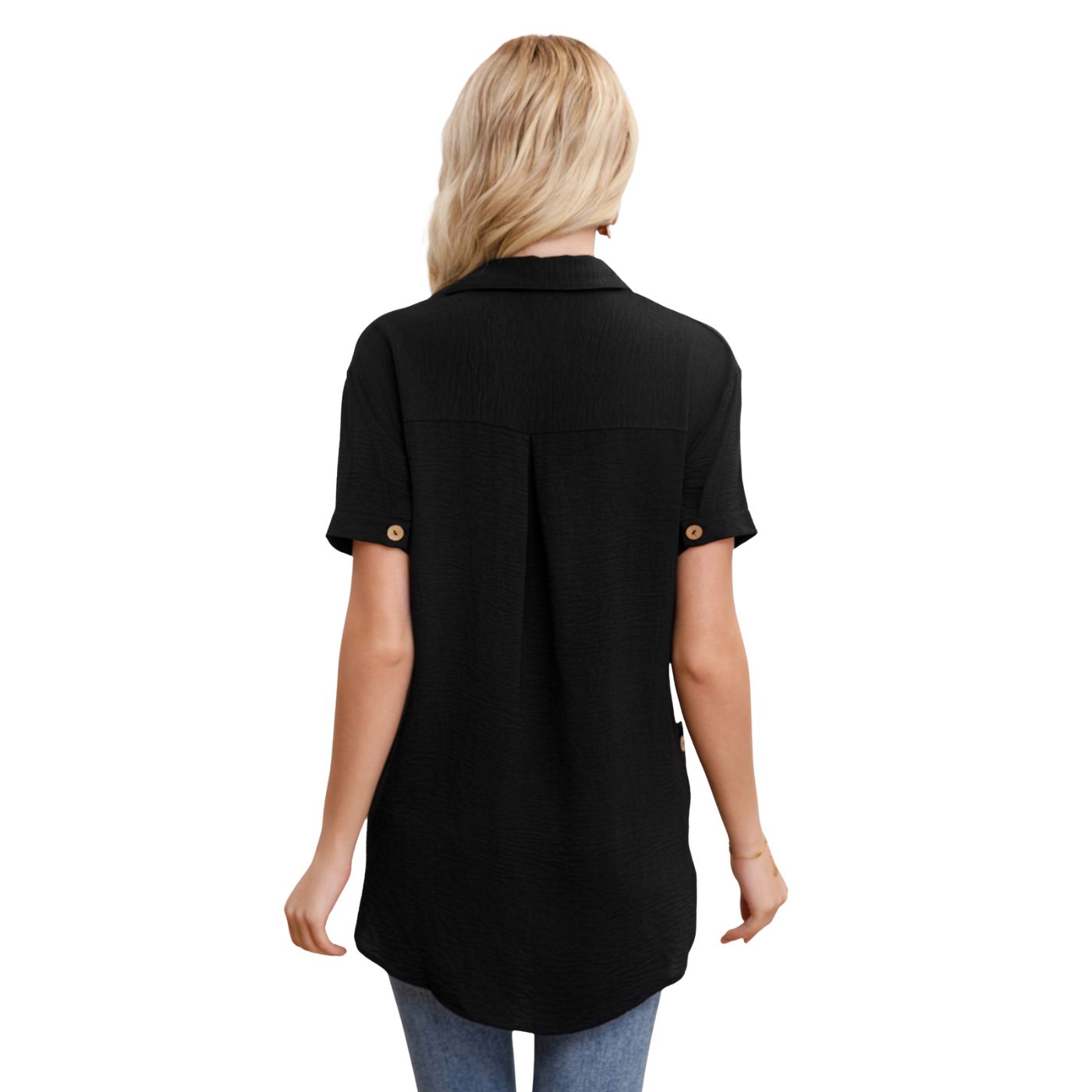 BLUSA MUJER MANGA CORTA ALGODON BOTONES 0055 - 3