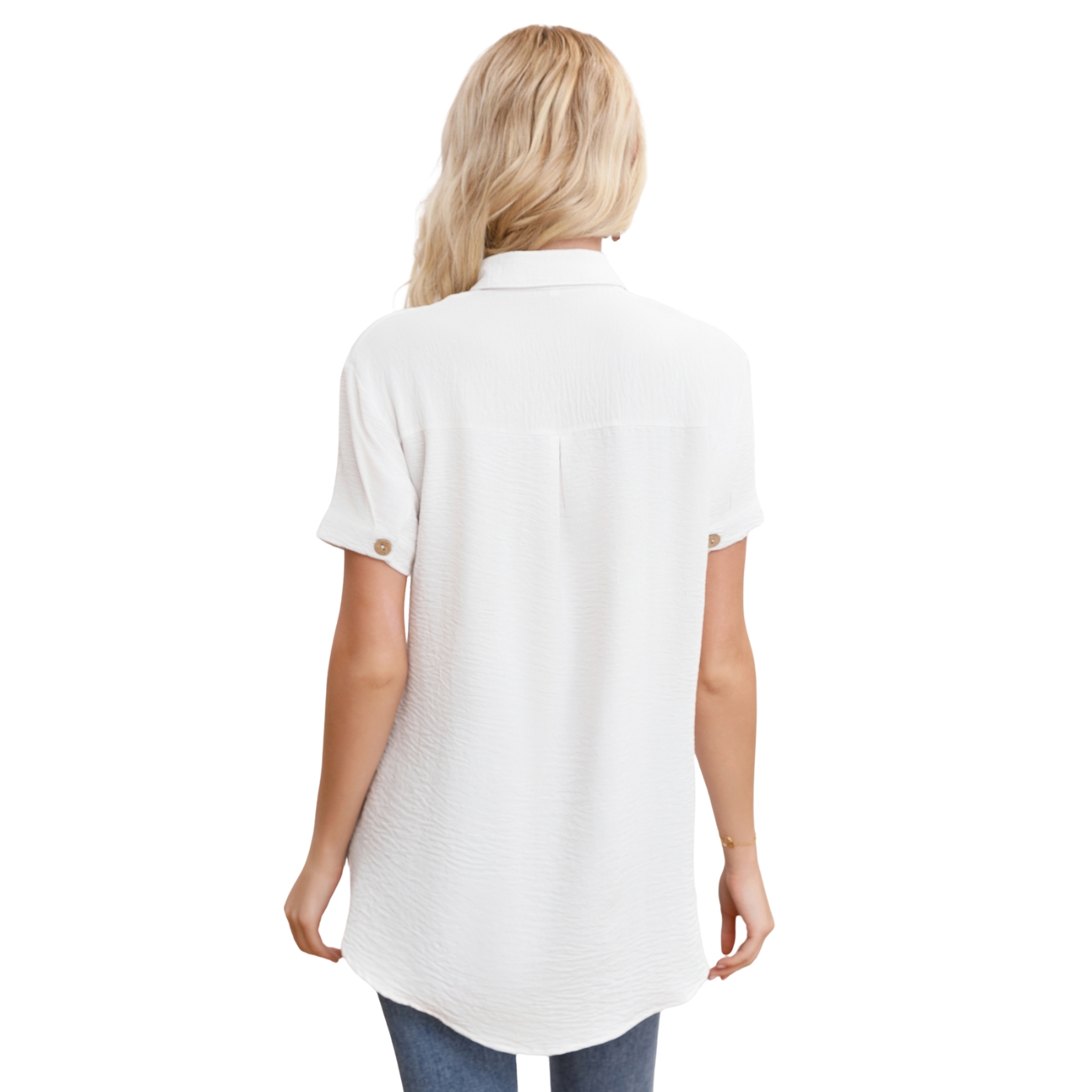 BLUSA MUJER MANGA CORTA ALGODON BOTONES 0055 - 3