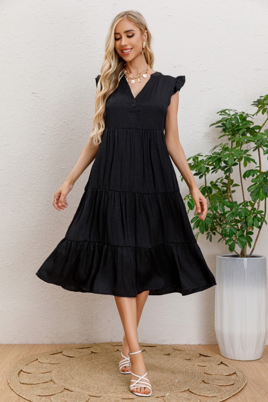 VESTIDO LARGO ALGODON PRIMAVERA MUJER CUELLO MAO MANGA CORTA 3322 - 2