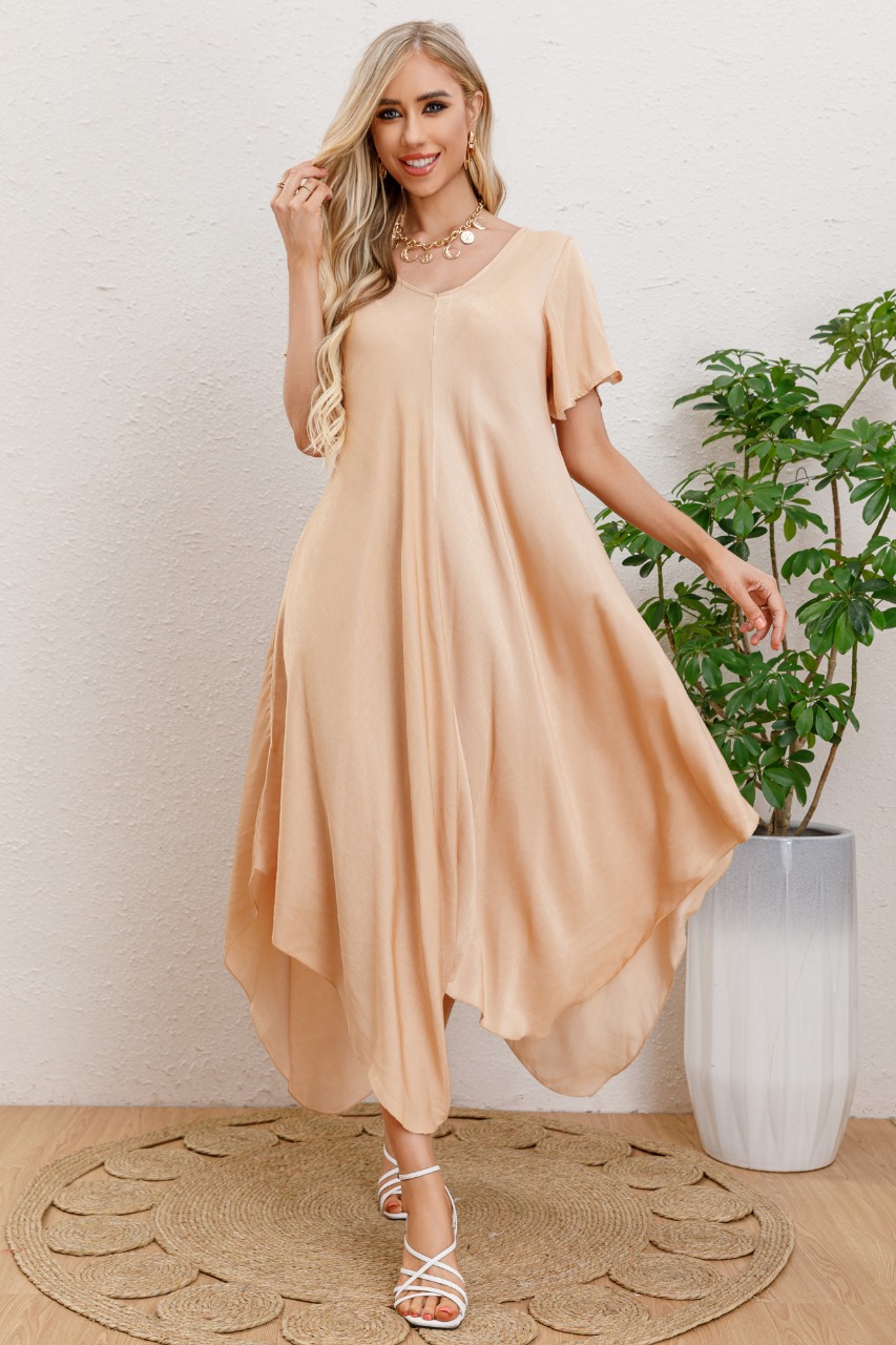 MAXI VESTIDO LARGO ASIME TRICO MANGA CORTA VERANO PREMIUM 3320 - 1