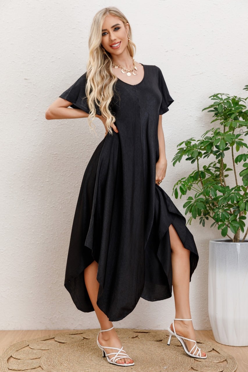 MAXI VESTIDO LARGO ASIME TRICO MANGA CORTA VERANO PREMIUM 3320 - 1