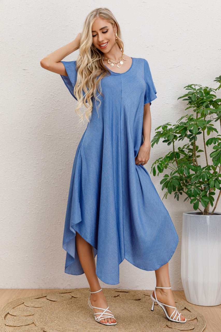 MAXI VESTIDO LARGO ASIME TRICO MANGA CORTA VERANO PREMIUM 3320 - 1