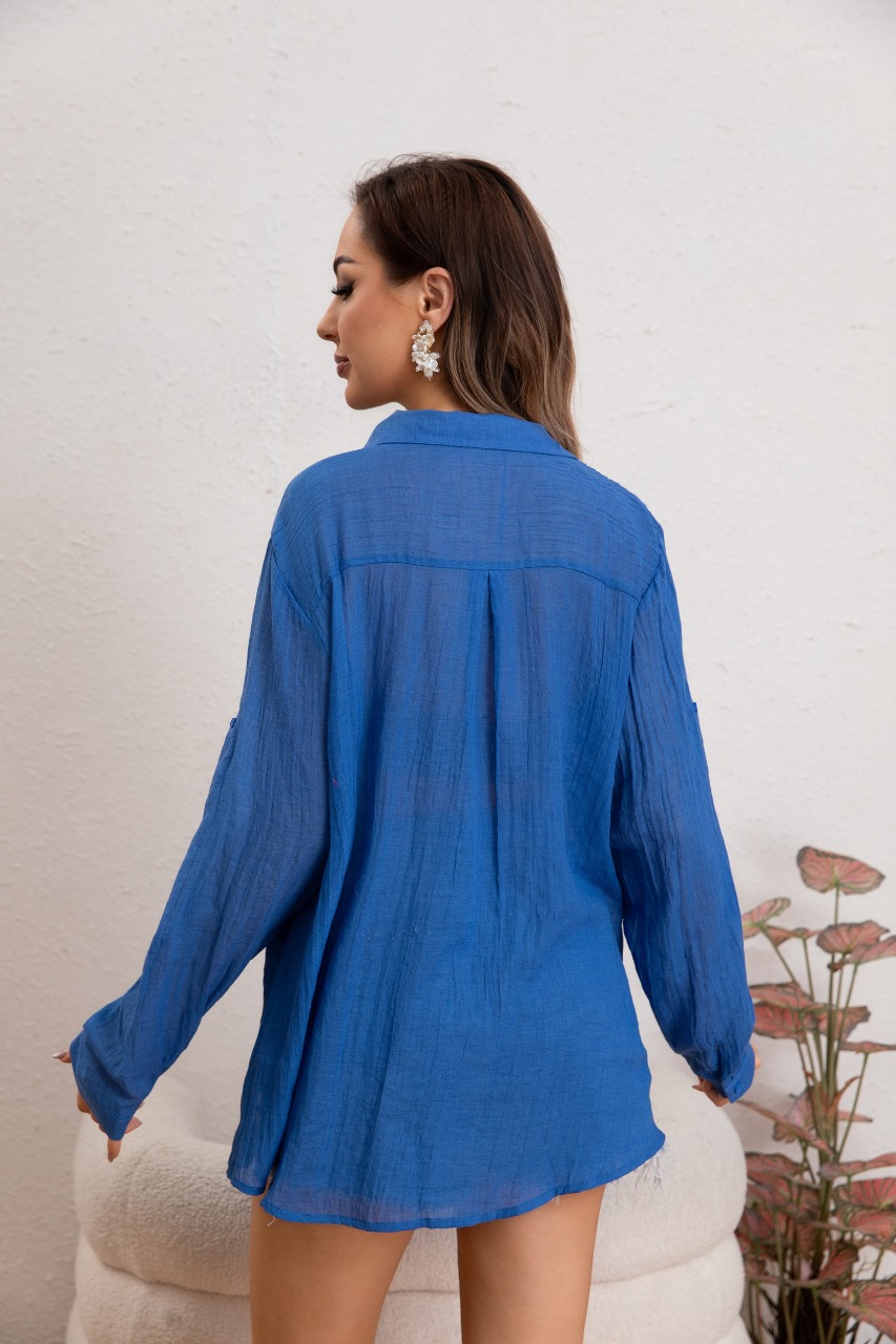 BLUSA MUJER LINO ALGODON PREMIUM LIVIANA BOTONES TENDENCIA 8054 - 4