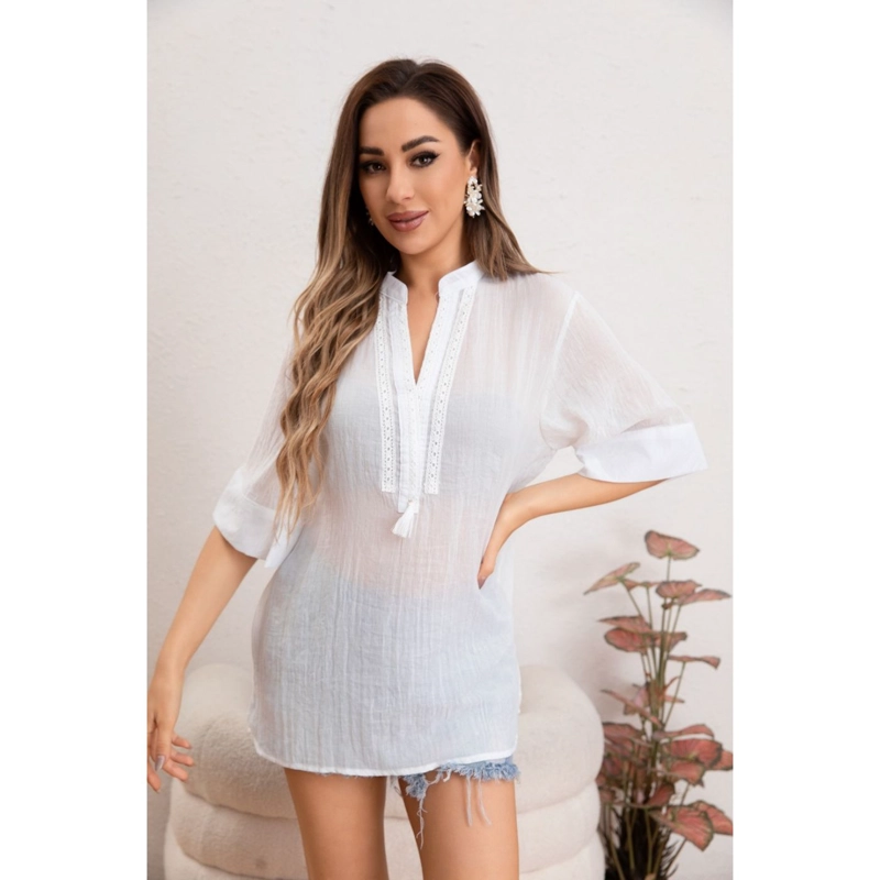 BLUSA MUJER LINO ALGODON PREMIUM LIVIANA CUELLO MAO 8057 - 3