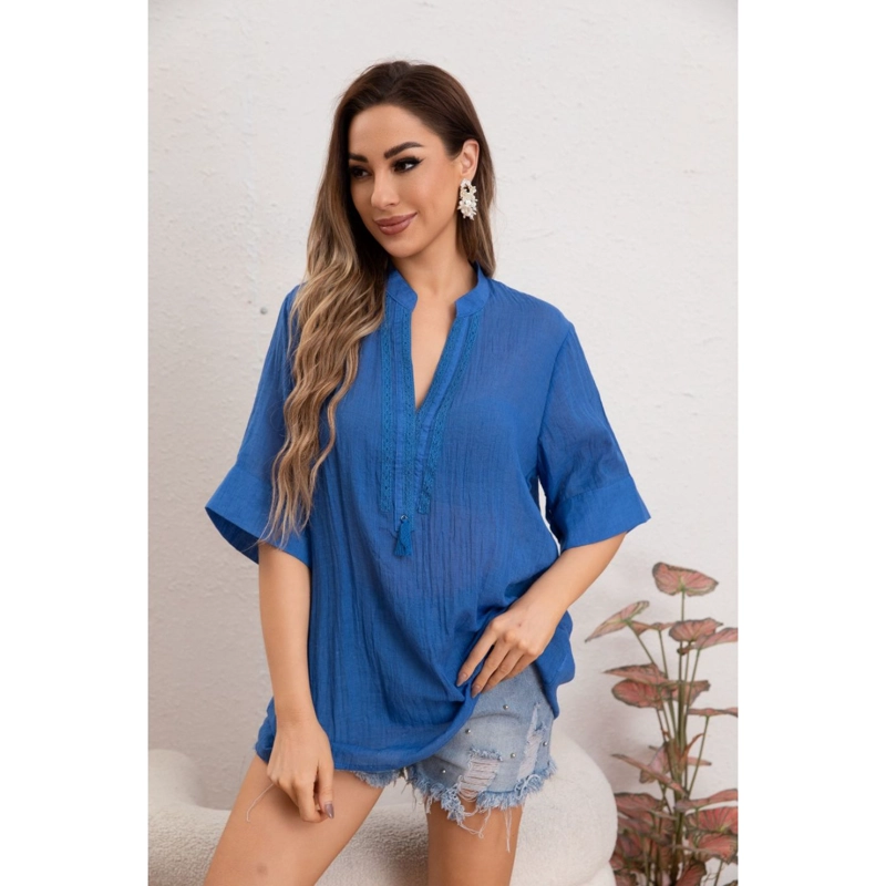 BLUSA MUJER LINO ALGODON PREMIUM LIVIANA CUELLO MAO 8057 - 3