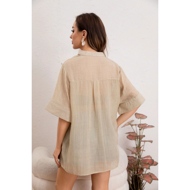 BLUSA MUJER LINO ALGODON PREMIUM LIVIANA CUELLO MAO 8057 - 4