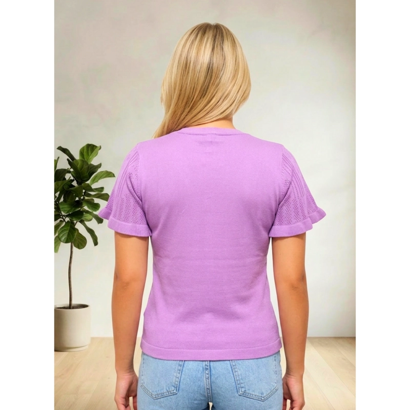 POLERA MUJER ALGODON MANGA CORTA TEJIDO HILO COLORES 1084 - 3