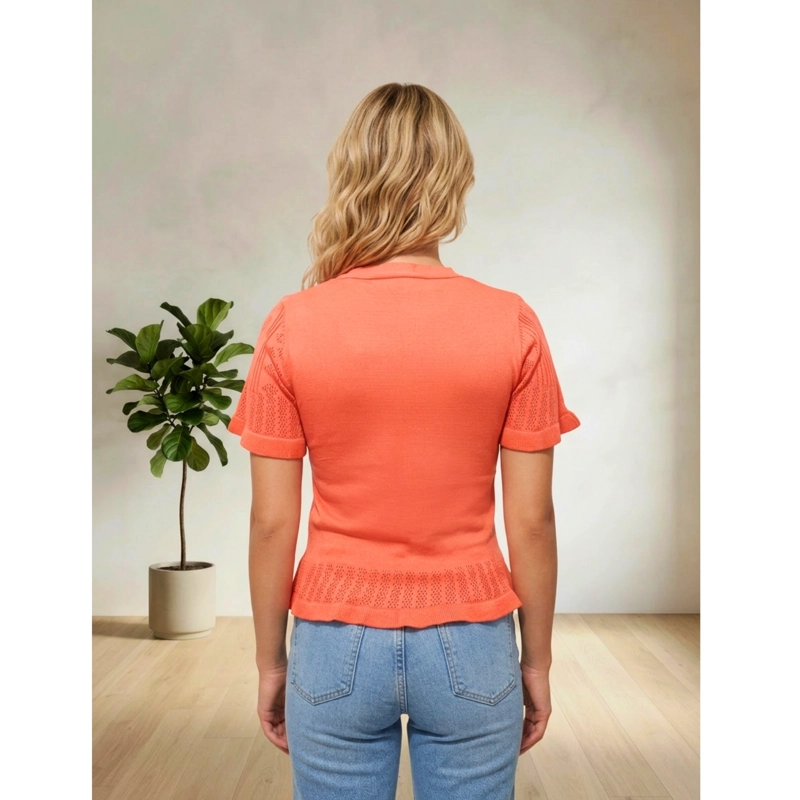 POLERA MUJER ALGODON MANGA CORTA TEJIDO HILO COLORES 1084 - 3