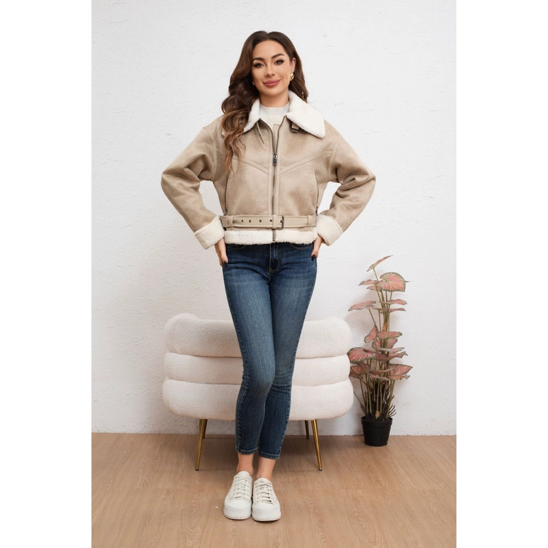 CHAQUETA CORTA AVIADORA MUJER FORRO INTERIOR CHIPORRO FULL MODA 7042 - 3