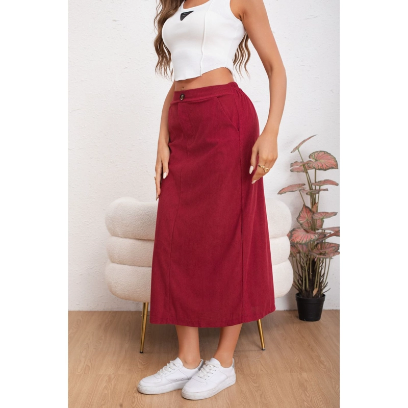 FALDA LARGA MUJER COTELE FULL ELASTICADA MODA 0122 - 1